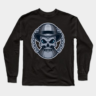 Illustration mafia skull character design Long Sleeve T-Shirt